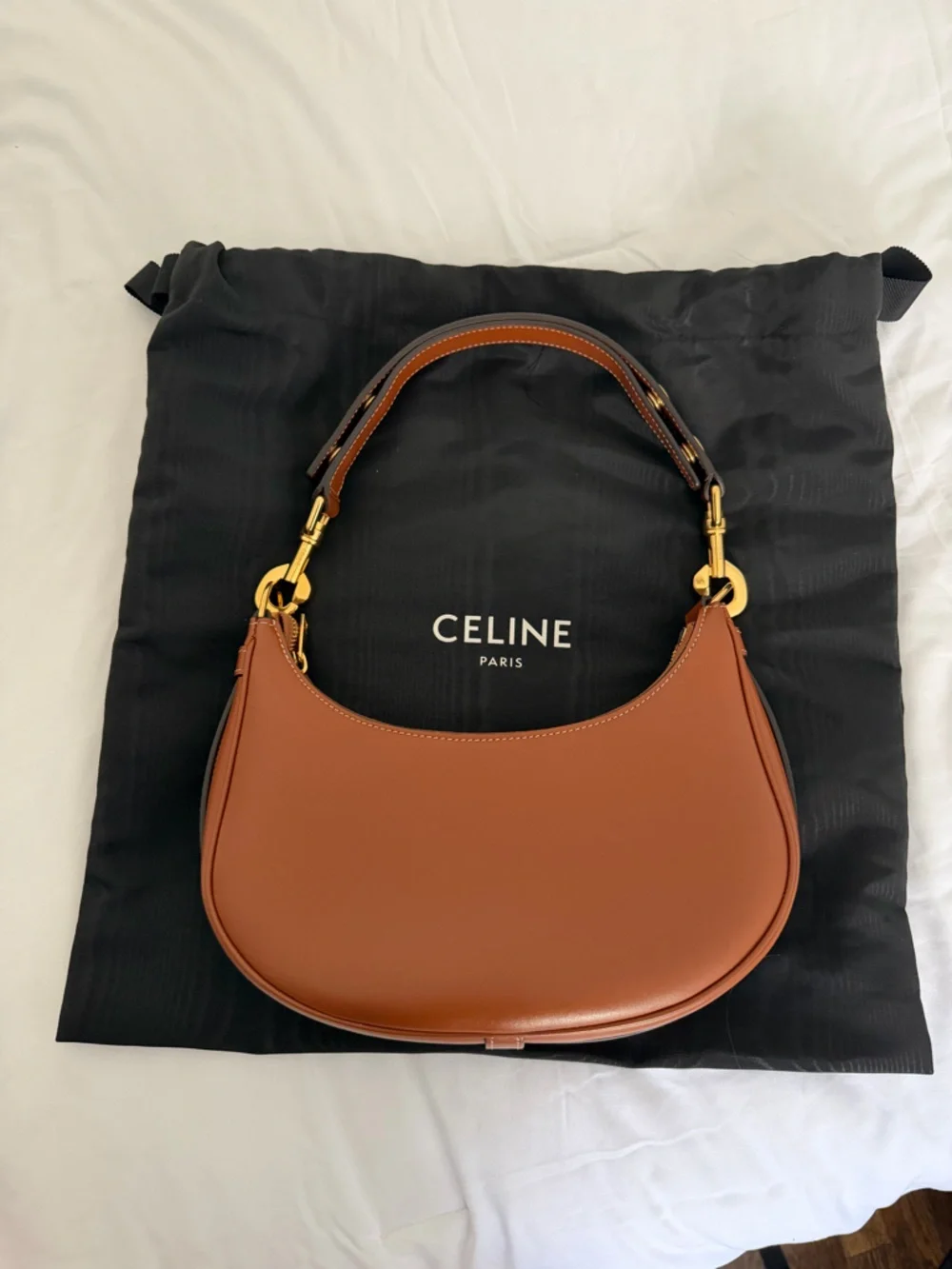 Celine Ava Brown Leather Crescent Shoulder Bag with Gold Hardware - Picture 3 of 5
